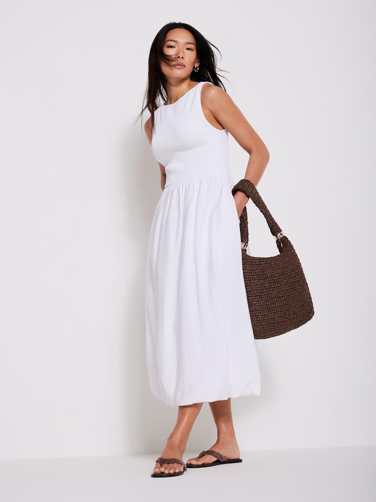 Mint Velvet White Bubble Hem Midi Dress - Image 2 of 7 Mint Velvet White Bubble Hem Midi Dress - Image 2 of 7