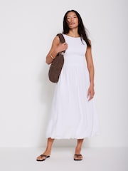 Mint Velvet White Bubble Hem Midi Dress - Image 4 of 7