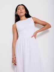 Mint Velvet White Bubble Hem Midi Dress - Image 5 of 7