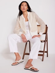 Mint Velvet Natural Sequin Bomber Cardigan - Image 1 of 8