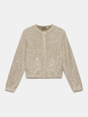 Mint Velvet Natural Sequin Bomber Cardigan - Image 7 of 8