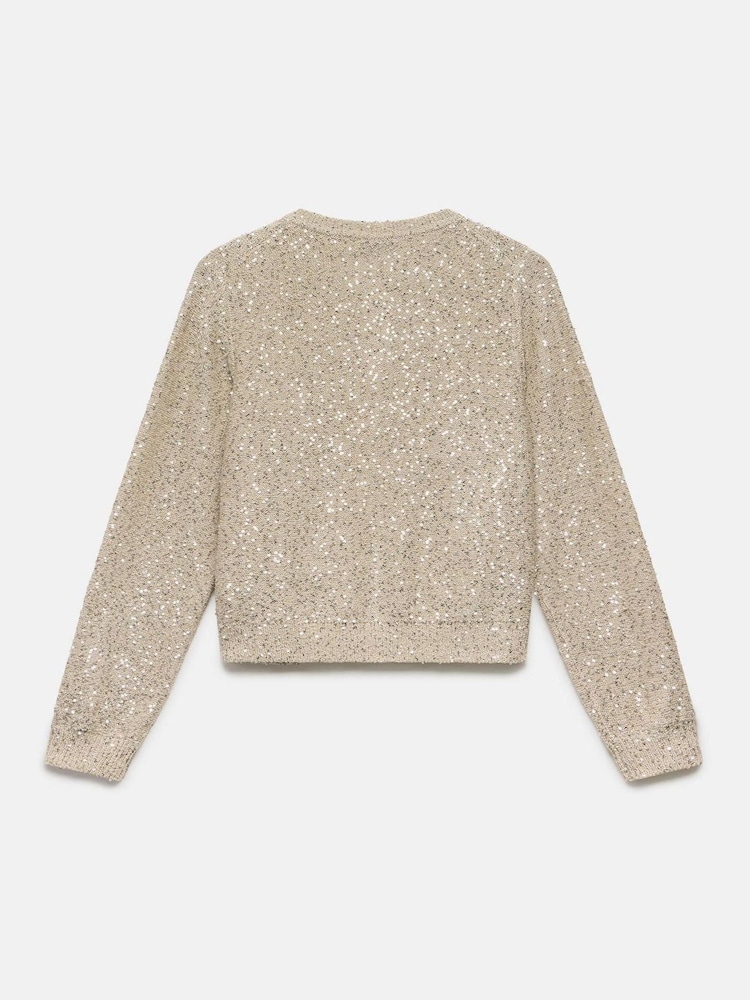 Mint Velvet Natural Sequin Bomber Cardigan - Image 8 of 8