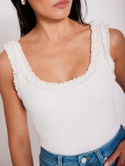 Mint Velvet White Ruffle Trim Vest Top - Image 2 of 6