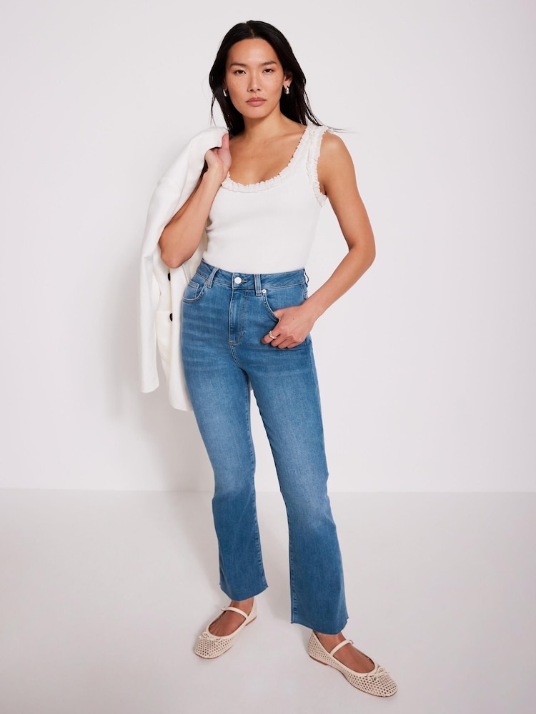 Mint Velvet White Ruffle Trim Vest Top - Image 3 of 6