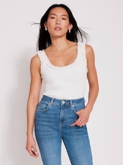 Mint Velvet White Ruffle Trim Vest Top - Image 4 of 6
