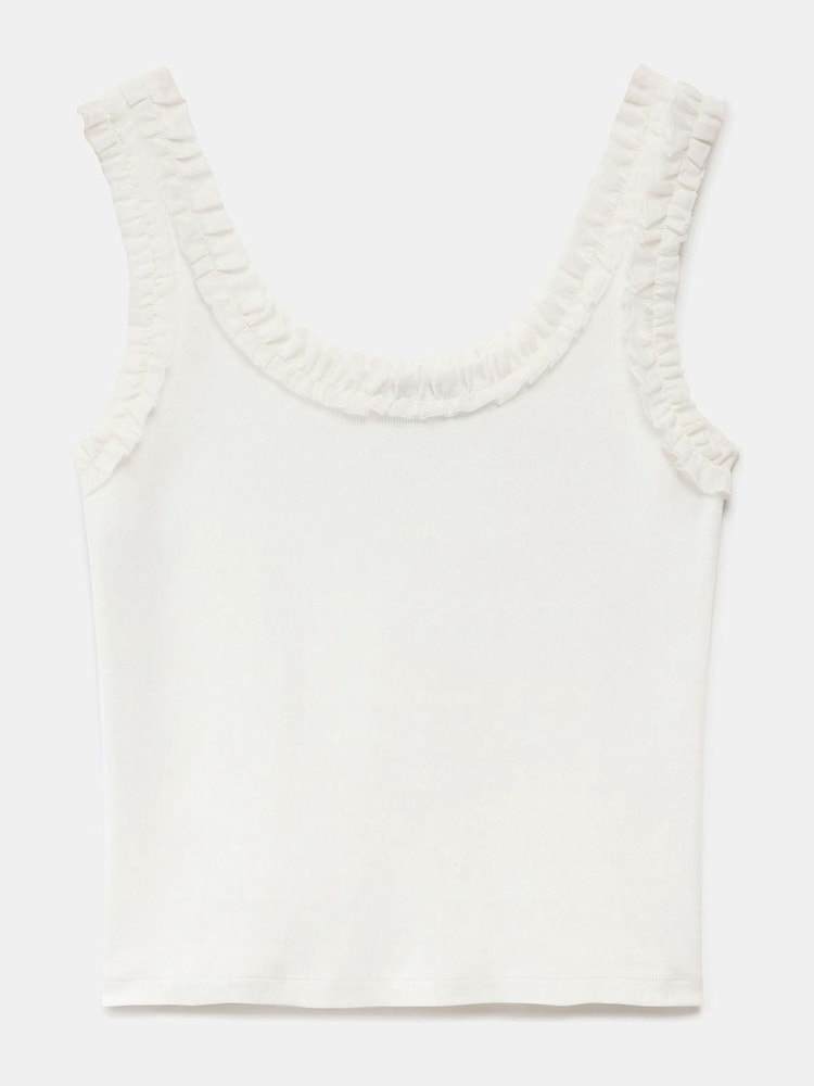 Mint Velvet White Ruffle Trim Vest Top - Image 5 of 6