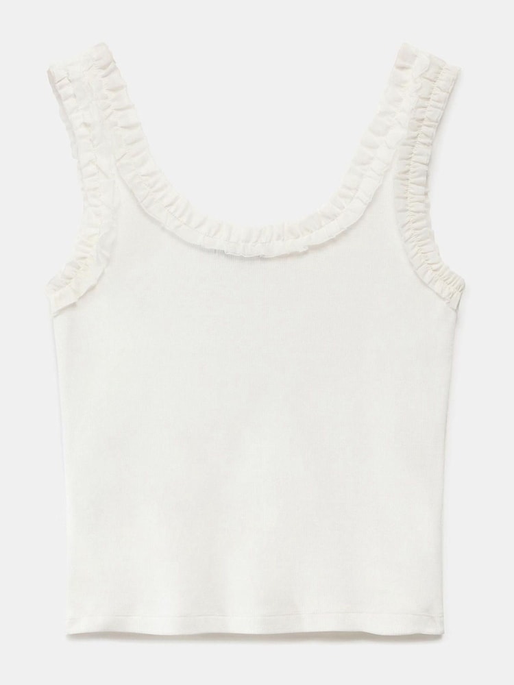 Mint Velvet White Ruffle Trim Vest Top - Image 6 of 6