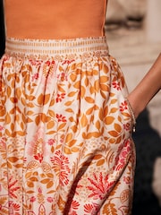 Mint Velvet Pink Floral Print 100% Cotton Midi Skirt - Image 3 of 8