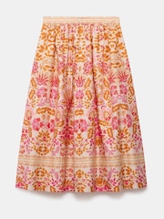Mint Velvet Pink Floral Print 100% Cotton Midi Skirt - Image 8 of 8