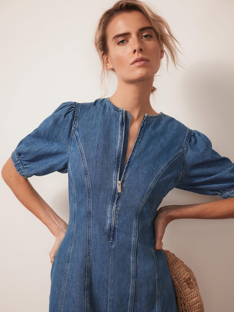Mint Velvet Blue Denim 100% Cotton Midi Dress - Image 2 of 8 Mint Velvet Blue Denim 100% Cotton Midi Dress - Image 2 of 8