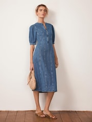 Mint Velvet Blue Denim 100% Cotton Midi Dress - Image 3 of 8