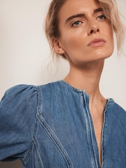 Mint Velvet Blue Denim 100% Cotton Midi Dress - Image 4 of 8