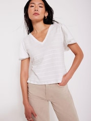 Mint Velvet V-Neck 100% Cotton Top - Imagen 1 de 7