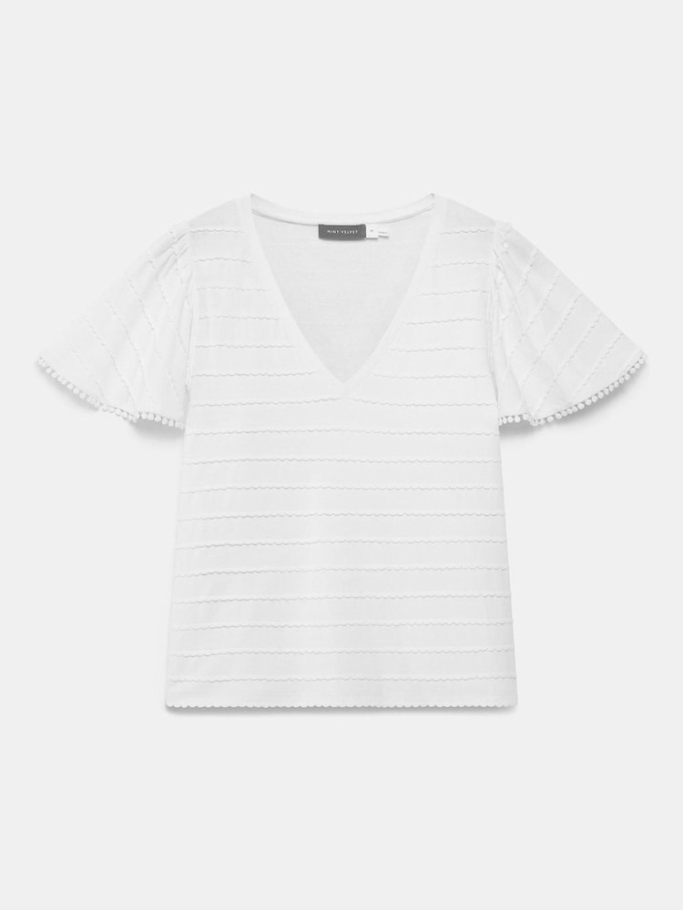 Mint Velvet White V-Neck 100% Cotton Top - Image 2 of 7