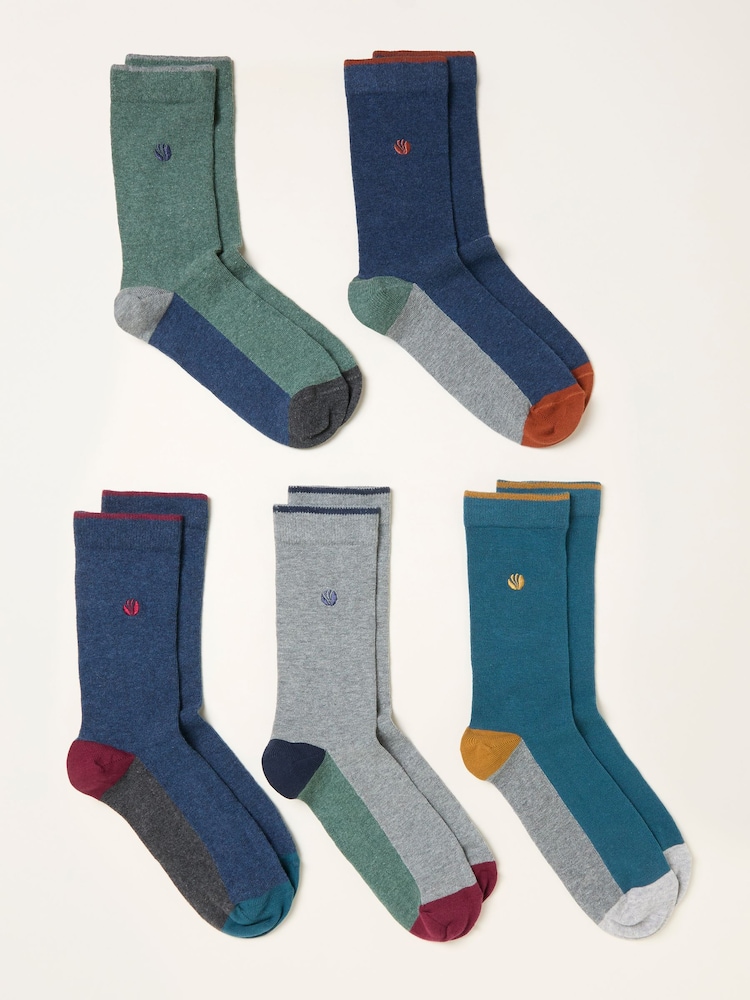 FatFace Navy 5 Pairs of Colour Block Socks - Image 2 of 2 FatFace Navy 5 Pairs of Colour Block Socks - Image 2 of 2