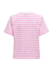 ONLY Pink Short Sleeve Stripe 100% Cotton T-Shirt - Image 4 of 4