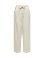 ONLY Natural Loose Drawstring 100% Cotton Trousers - Image 1 of 2