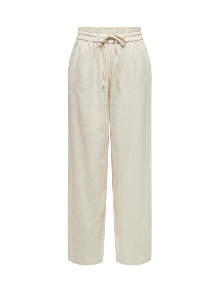 ONLY Natural Loose Drawstring 100% Cotton Trousers - Image 1 of 2