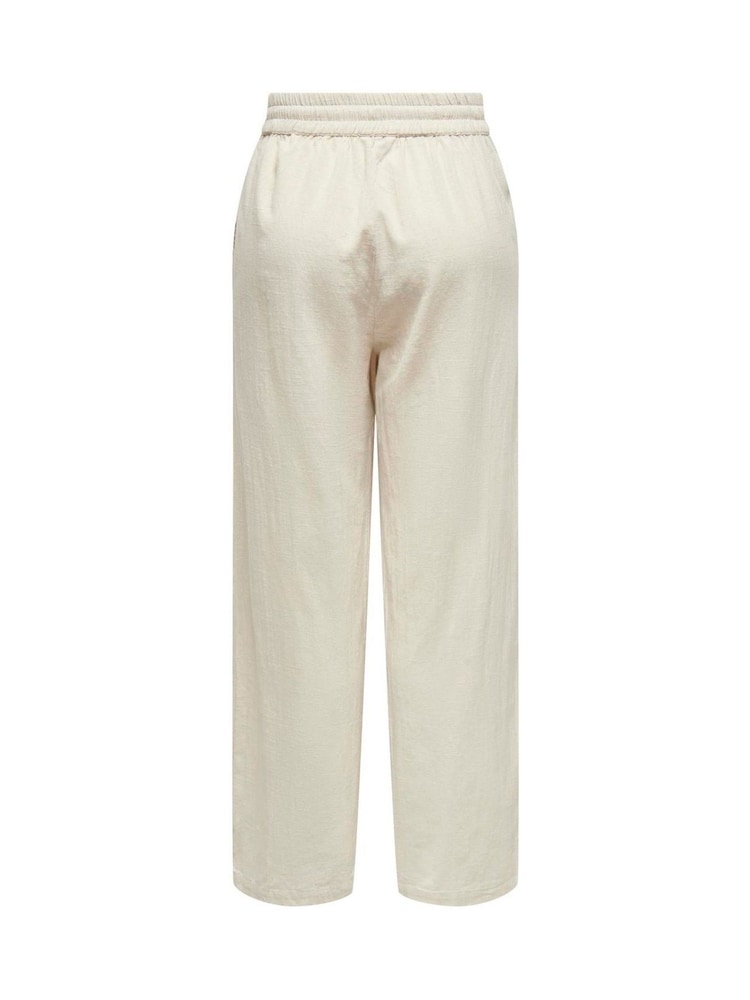 ONLY Natural Loose Drawstring 100% Cotton Trousers - Image 2 of 2