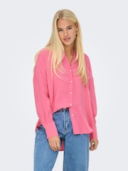 ONLY Pink Long Sleeve Loose Shirt - Image 1 of 7