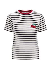 ONLY Cherry Embroidered Stripe T-Shirt - Imagen 2 de 3