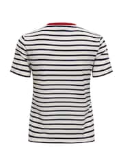 ONLY Cherry Embroidered Stripe T-Shirt - Imagen 3 de 3