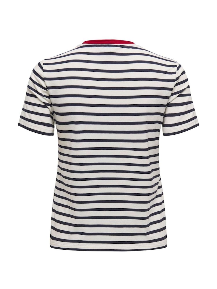 ONLY Cherry Embroidered Stripe T-Shirt - Imagen 3 de 3