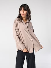 ONLY Brown Long Sleeve Loose Shirt - Image 1 of 6