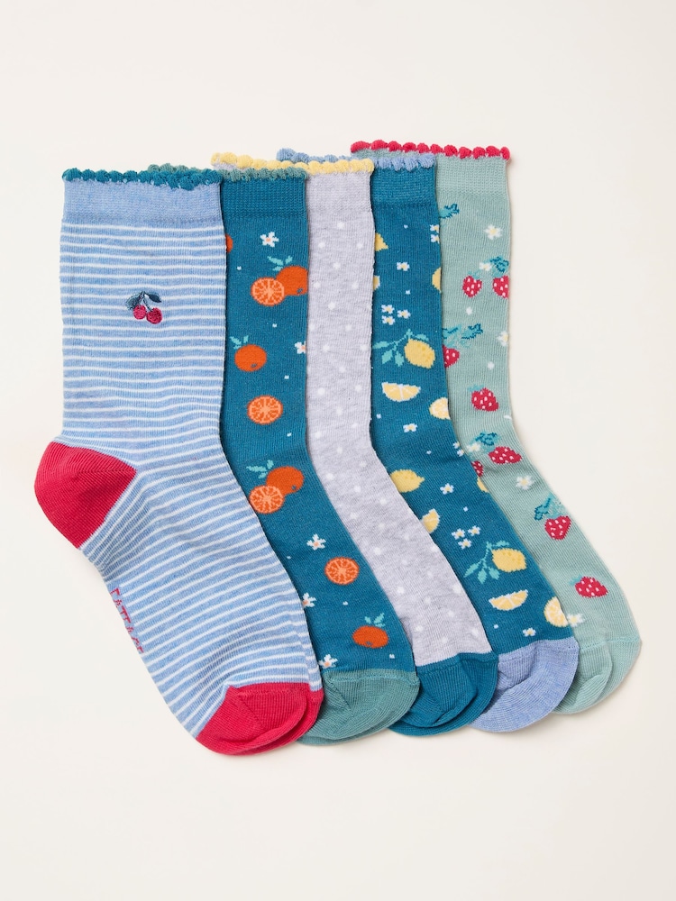 FatFace Green Fruit 5 Pairs of Fruit Socks - Image 1 of 2 FatFace Green Fruit 5 Pairs of Fruit Socks - Image 1 of 2