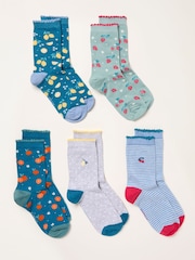 FatFace Green Fruit 5 Pairs of Fruit Socks - Image 2 of 2