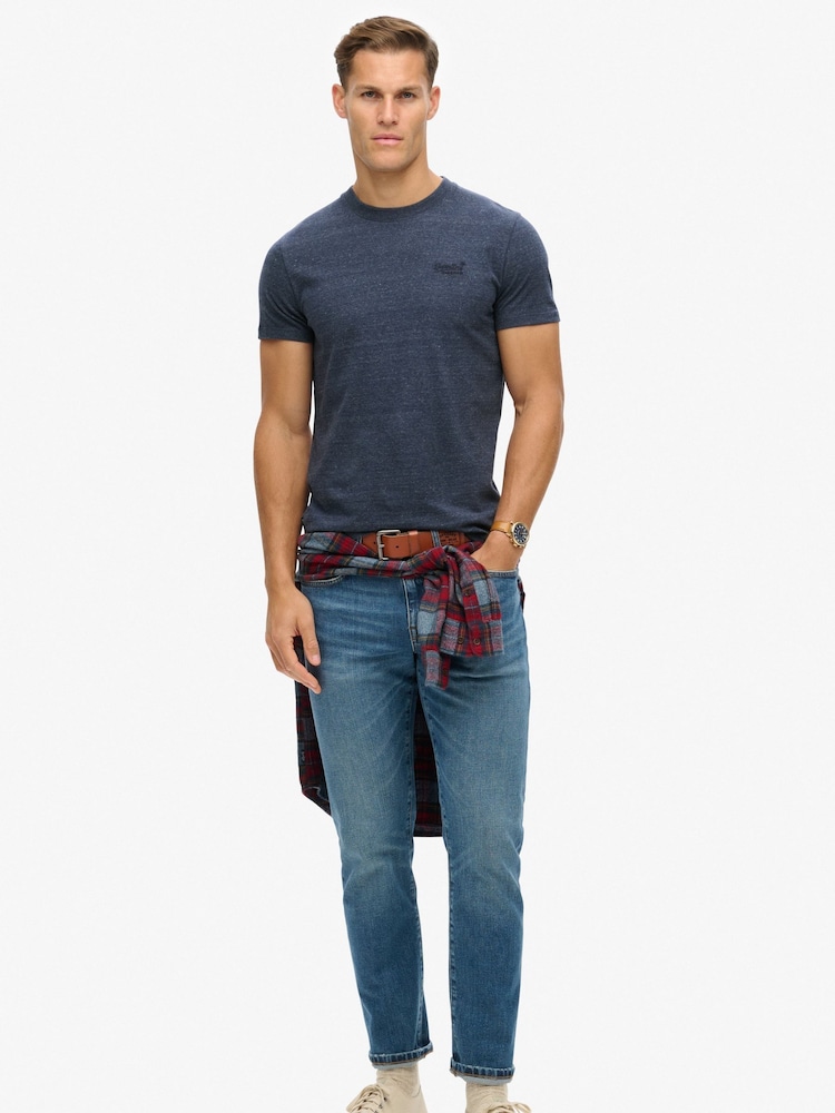 Superdry Indigo Blue Essential Short Sleeve Embroidered T-Shirt - Image 2 of 7 Superdry Indigo Blue Essential Short Sleeve Embroidered T-Shirt - Image 2 of 7