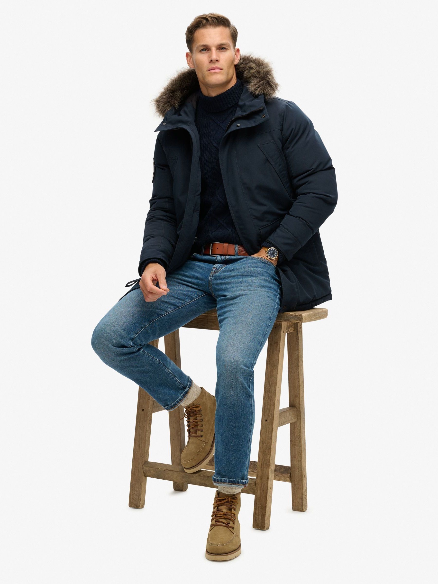 Next：日本 ネイビー - Superdry Everest フェイクファー