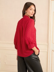 Vermelho - Blusa Love & Roses com decote Dobby Notch 3/4 - Imagem 4 de 4