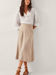 Monsoon Natural Harper Linen A-Line Skirt - Image 1 of 4