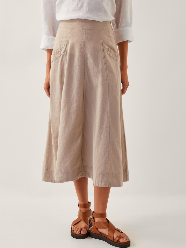 Monsoon Natural Harper Linen A-Line Skirt - Image 2 of 4