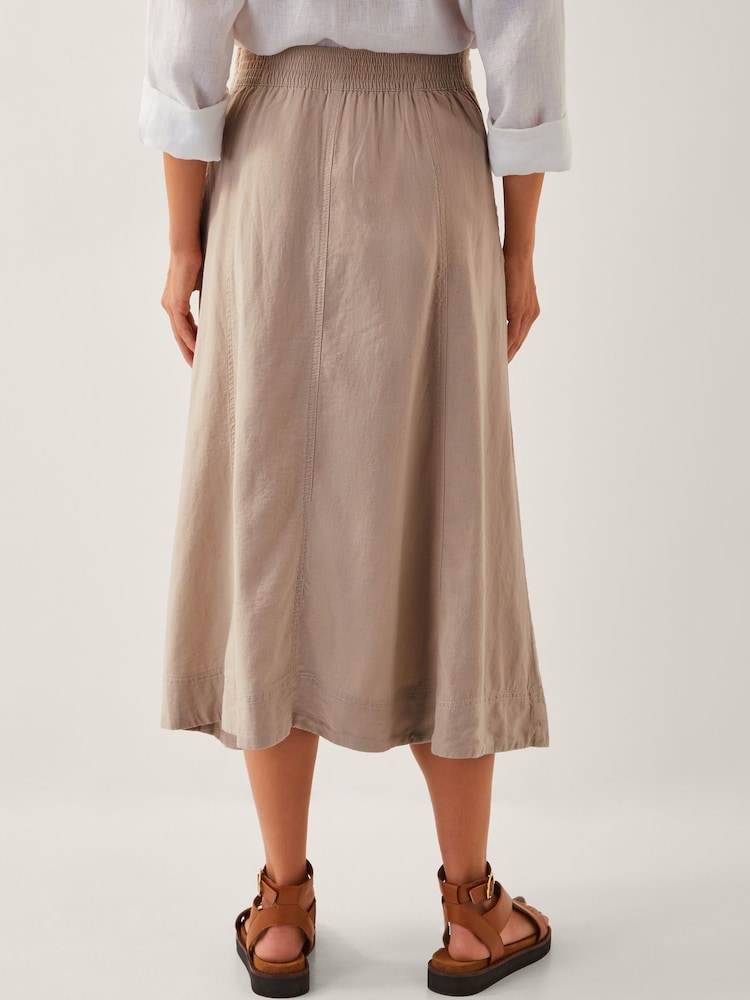 Monsoon Natural Harper Linen A-Line Skirt - Image 2 of 4 Monsoon Natural Harper Linen A-Line Skirt - Image 2 of 4