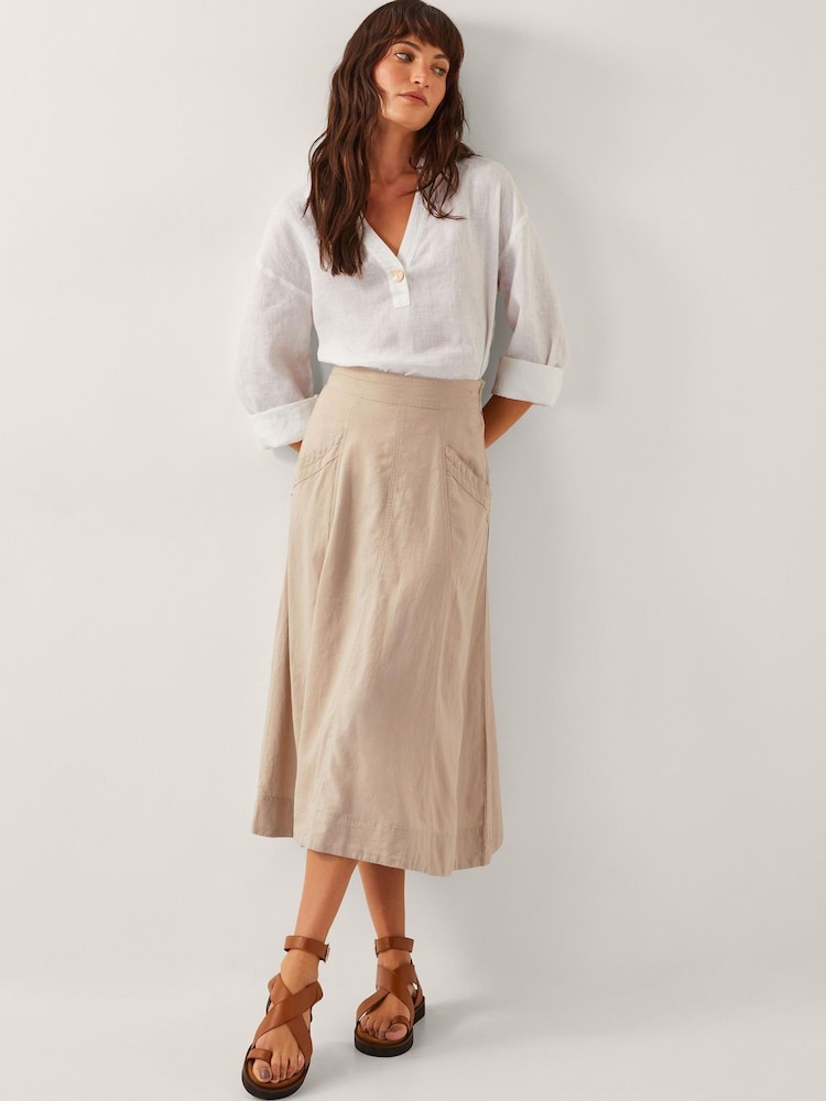 Monsoon Natural Harper Linen A-Line Skirt - Image 4 of 4