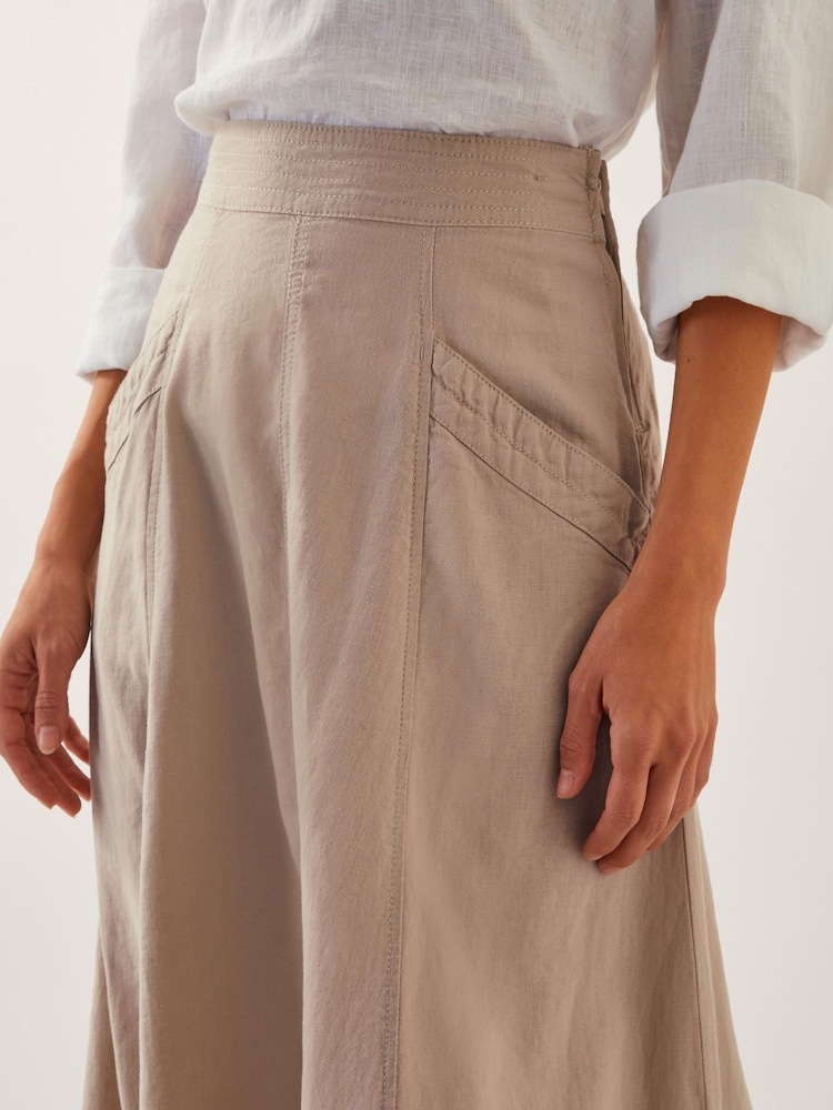 Monsoon Natural Harper Linen A-Line Skirt - Image 4 of 4