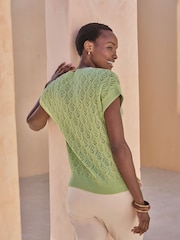 Pure Collection 100% Cotton Lace Knit Top - Image 2 of 3