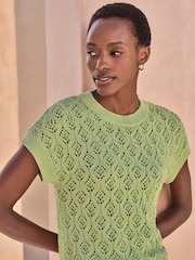 Pure Collection 100% Cotton Lace Knit Top - Image 3 of 3