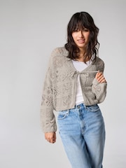 ONLY Cream Crochet Tie Front Cardigan - Image 1 of 8