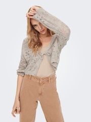 ONLY Cream Crochet Tie Front Cardigan - Image 5 of 8