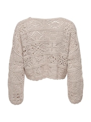 ONLY Cream Crochet Tie Front Cardigan - Image 8 of 8
