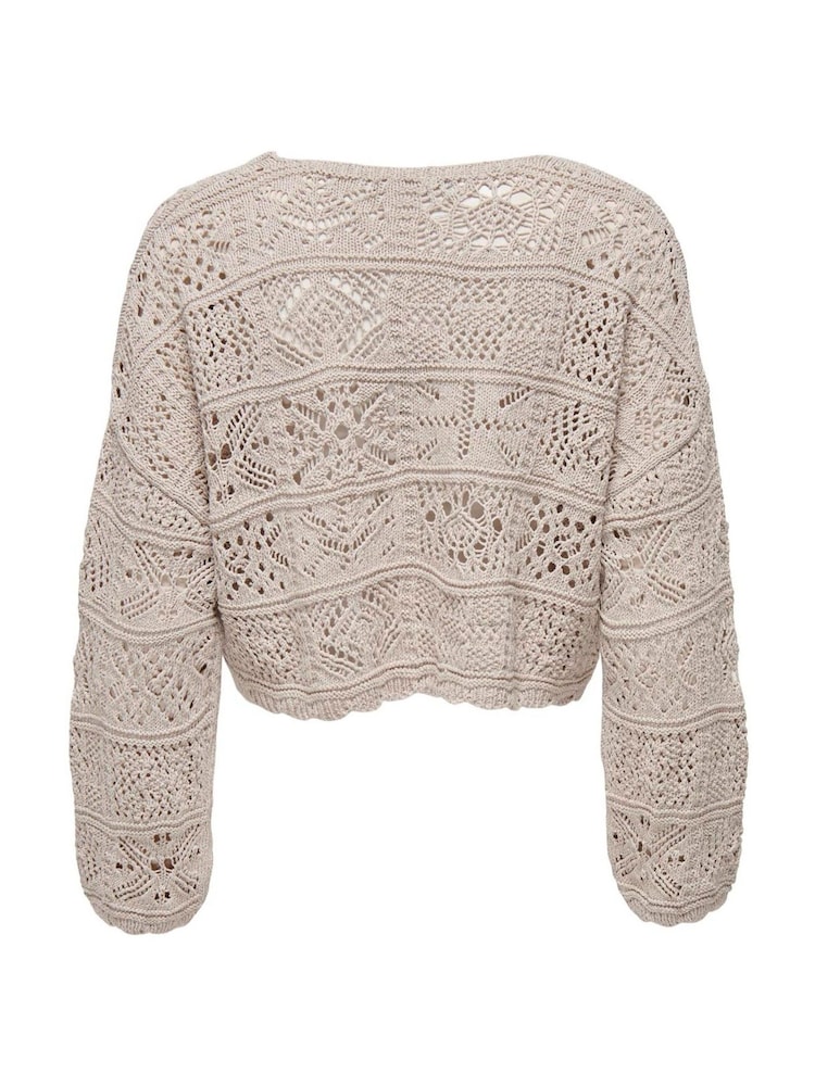 ONLY Cream Crochet Tie Front Cardigan - Image 8 of 8 ONLY Cream Crochet Tie Front Cardigan - Image 8 of 8