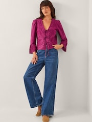 Monsoon Saoirse Broderie Tie 100% Cotton Blouse - Imagen 3 de 5