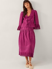 Monsoon Saoirse Broderie Tie 100% Cotton Blouse - Imagen 4 de 5