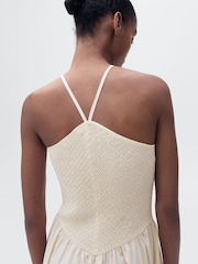 Mango Cream 2 in 1 Jersey Woven Midi Dress - Image 3 of 5