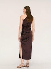 Mango Brown One Shoulder Asymmetric Midi Dress - Image 2 of 7