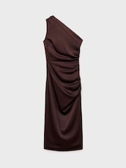 Mango Brown One Shoulder Asymmetric Midi Dress - Image 6 of 7