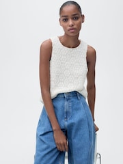 Mango Cream Crochet Lace Tank Top - Image 1 of 6